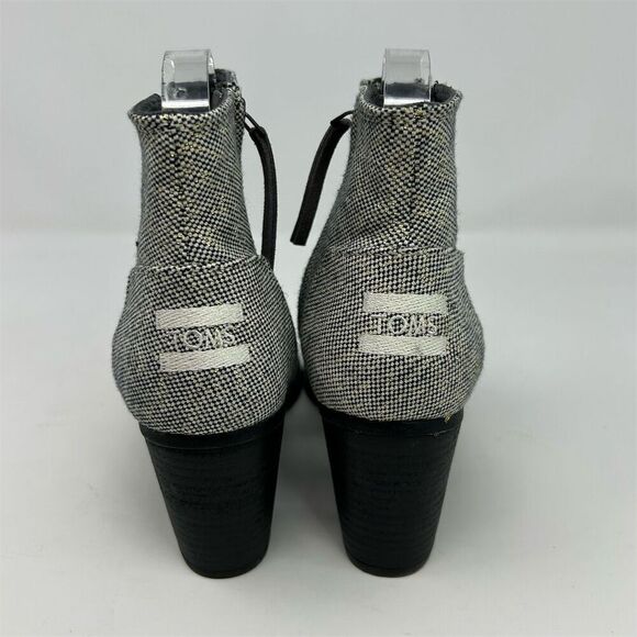 TOMS Women's Majorca Gray Peep Toe Sandal Booties Size 7 Block Heel Zip - Picture 7 of 11